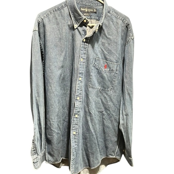 RALPH LAUREN Blake Denim Blue Jean Long Sleeves Shirt Vintage 90’s Sz Large VGC - Picture 1 of 3